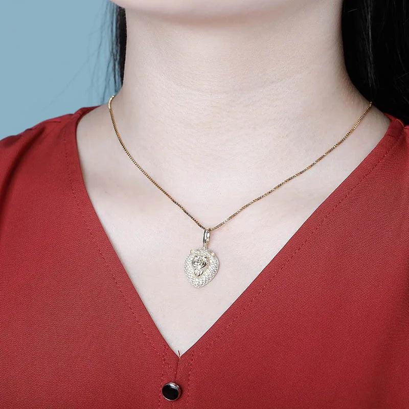 JINAO New 100% 925 Sterling Silver Lion Pendant High Quality CZ Women's Necklace Hip Hop Fashion Delicate Jewelry For Gift