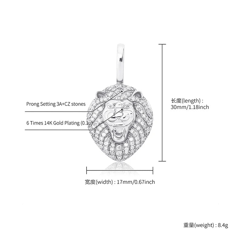 JINAO New 100% 925 Sterling Silver Lion Pendant High Quality CZ Women's Necklace Hip Hop Fashion Delicate Jewelry For Gift