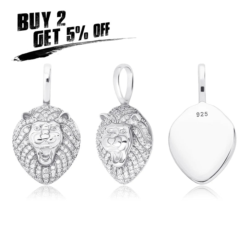 JINAO New 100% 925 Sterling Silver Lion Pendant High Quality CZ Women's Necklace Hip Hop Fashion Delicate Jewelry For Gift