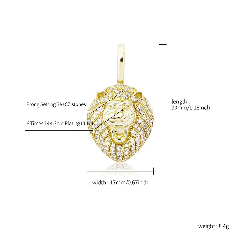 JINAO New 100% 925 Sterling Silver Lion Pendant High Quality CZ Women's Necklace Hip Hop Fashion Delicate Jewelry For Gift