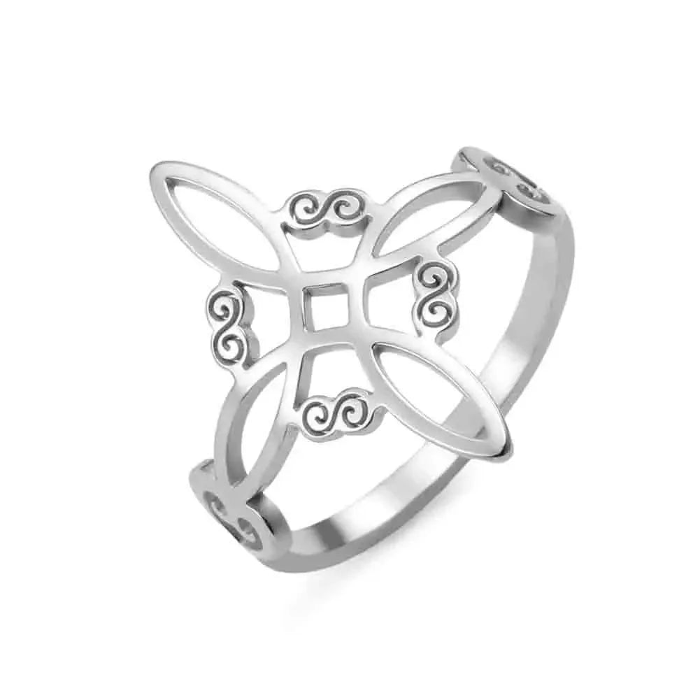 Amaxer Stainless Steel Witch Knot Celtic Knot Pentacle Rings for Women Witchcraft Protection Jewelry Christmas Vintage Gifts
