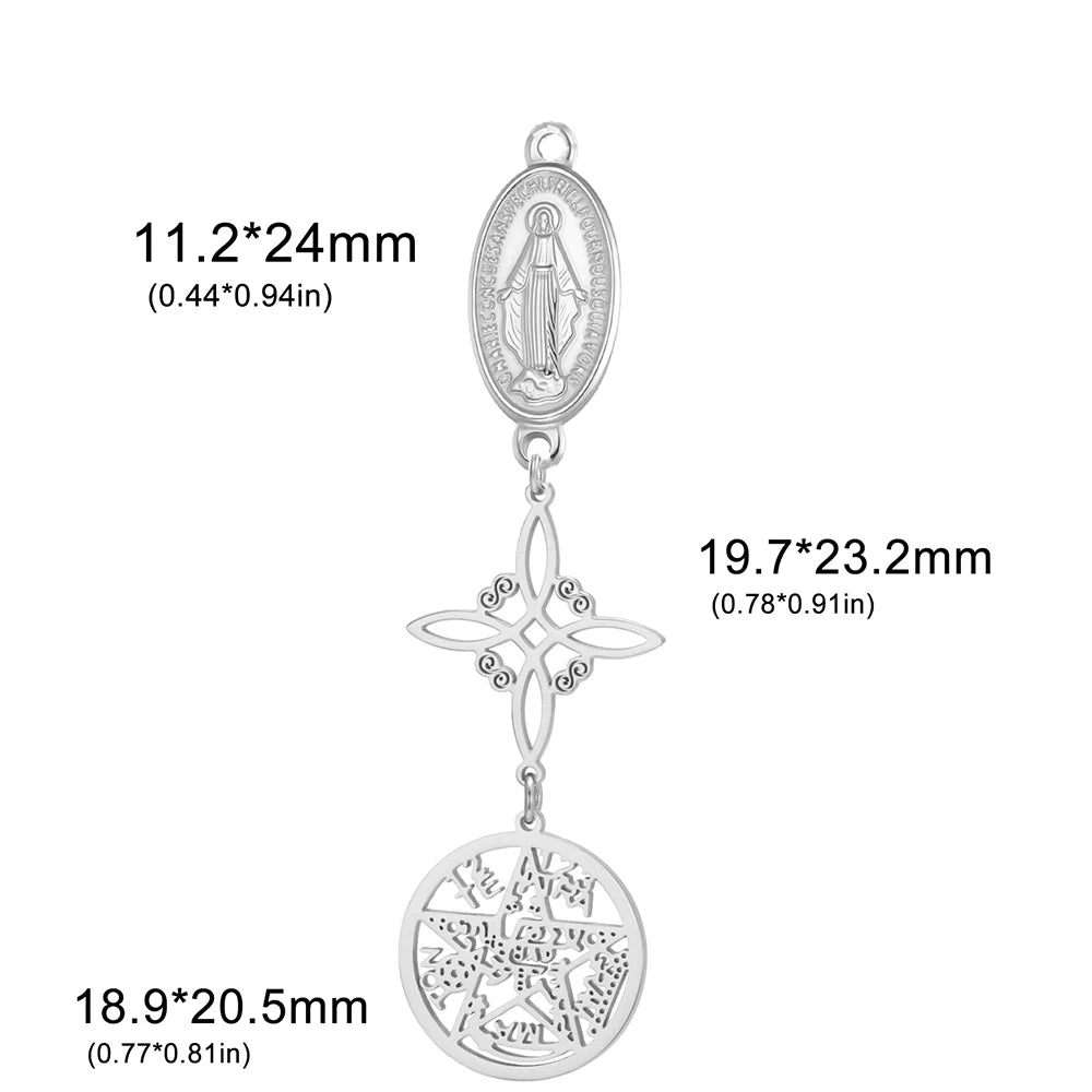 Double Amulet Protection Witch Knot Pentagram Tetragrammaton Charms Stainless Steel DIY Amulet Jewelry Wholesale