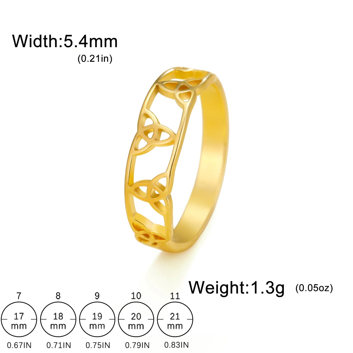 LIKGREAT Stainless Steel Witch Ring Triquetra Celtics Knot Finger Rings for Women Men Irish Talisman Jewelry Amulet Couple Gift
