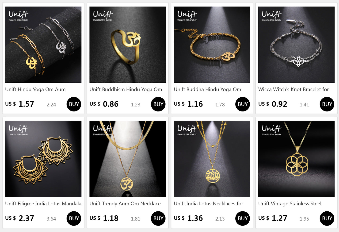 Unift Hindu Yoga Om Aum Bracelet for Women Double Chain Bracelets Bangles Buddhism Amulet Talisman Stainless Steel Jewelry Trend