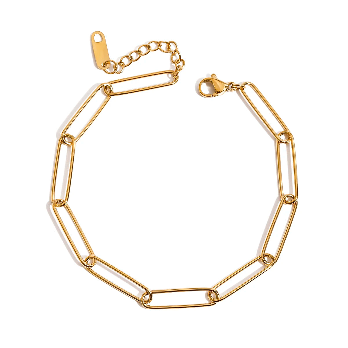 Uworld 18K Gold Color Plated Stainless Steel Reversing Needle Chain Men's Bracelet Stackable Chain Bracelet Neutral Jewelry