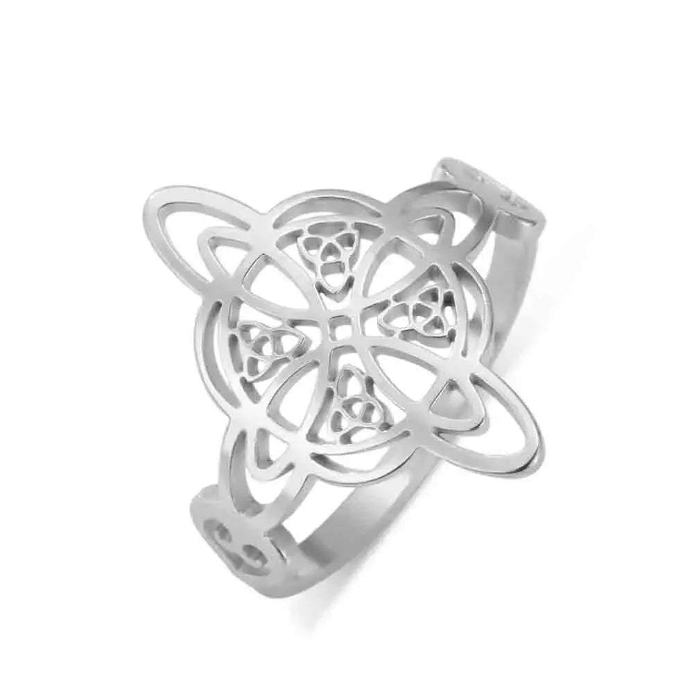 Amaxer Stainless Steel Witch Knot Celtic Knot Pentacle Rings for Women Witchcraft Protection Jewelry Christmas Vintage Gifts