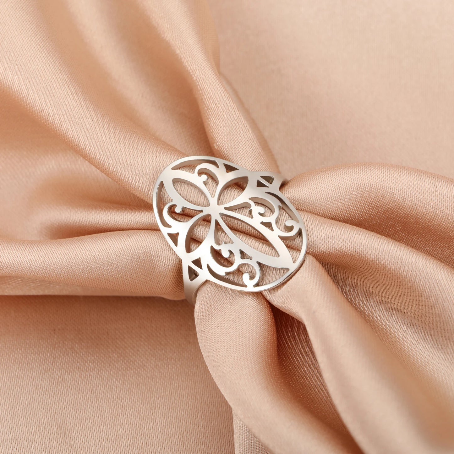 Amaxer Stainless Steel Witch Knot Celtic Knot Pentacle Rings for Women Witchcraft Protection Jewelry Christmas Vintage Gifts