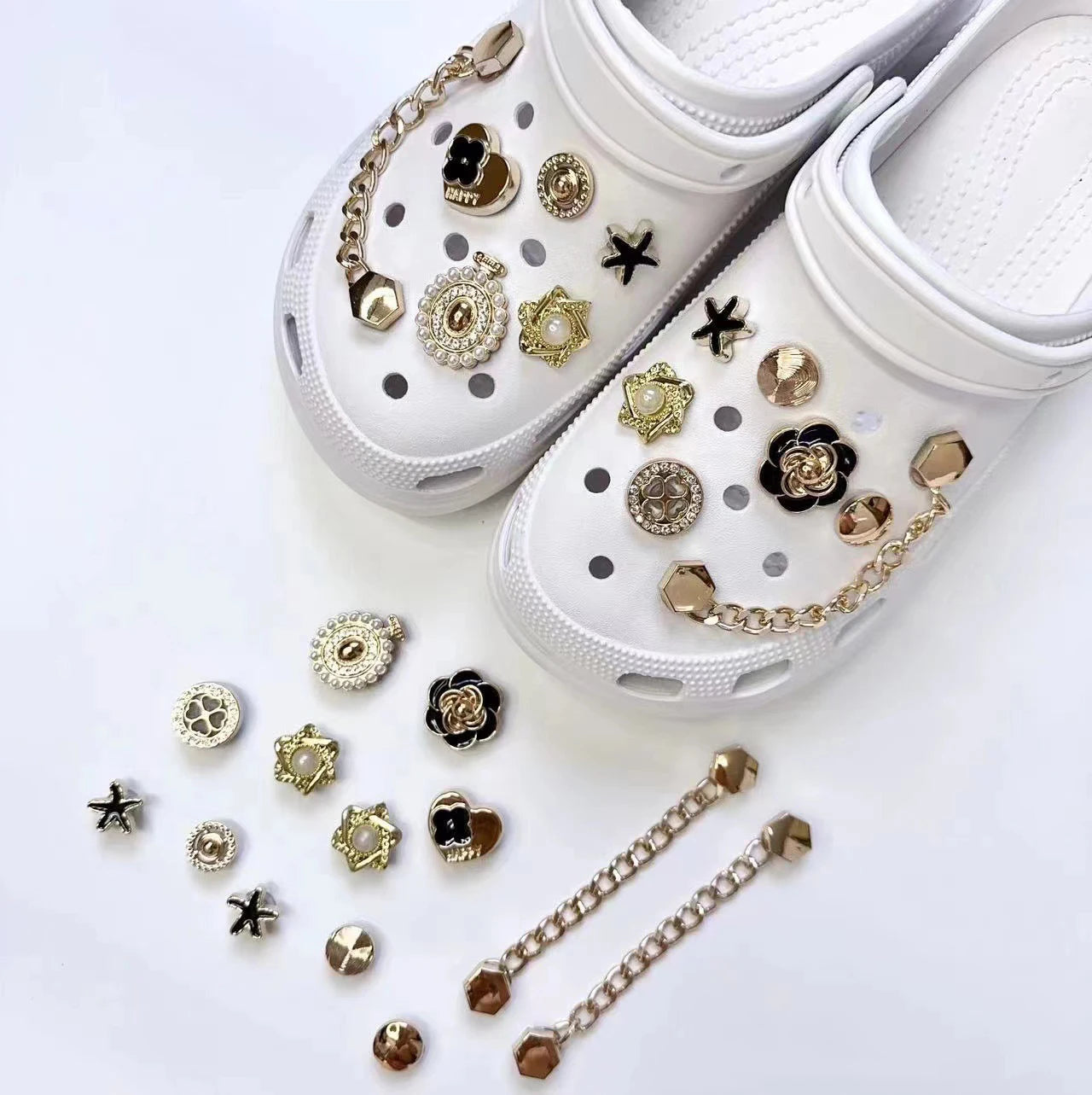 Fashion DIY Shoe Flower Shoe Jewelry Set Diamond Butterfly Pearl Flower Detachable Chain Buckle Creative Shoe Decoration