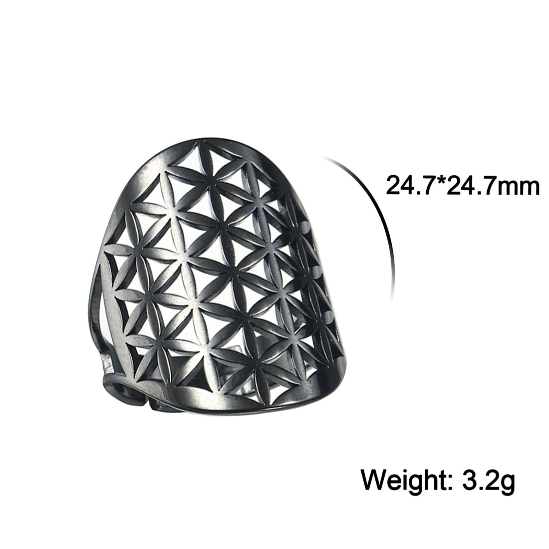 EUEAVAN Flower of Life Ring Stainless Steel Sacred Geometry Archangel Metatron Ring Adjustable Amulet Jewelry Gift Wholesale
