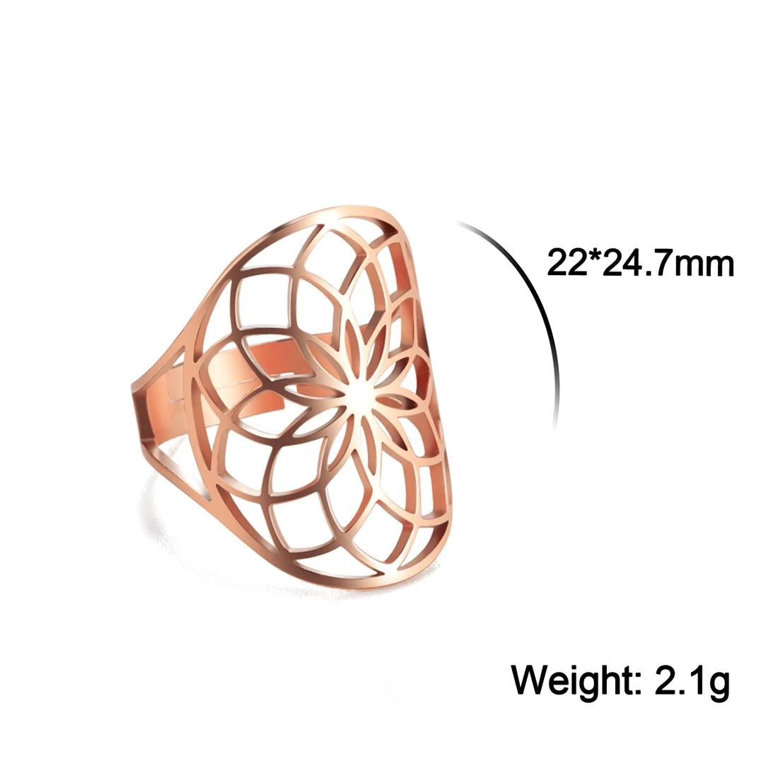 EUEAVAN Flower of Life Ring Stainless Steel Sacred Geometry Archangel Metatron Ring Adjustable Amulet Jewelry Gift Wholesale