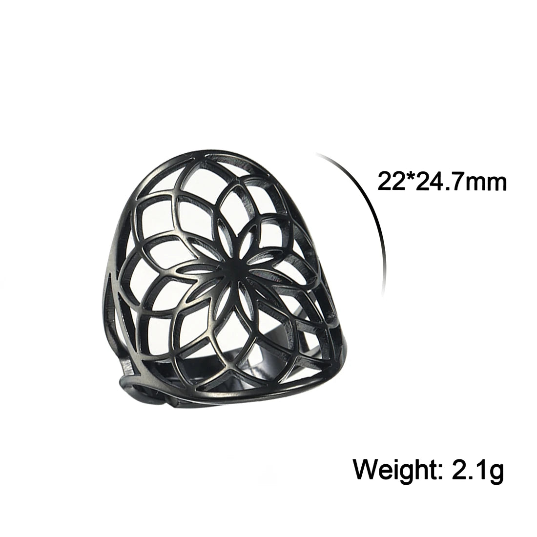 EUEAVAN Flower of Life Ring Stainless Steel Sacred Geometry Archangel Metatron Ring Adjustable Amulet Jewelry Gift Wholesale
