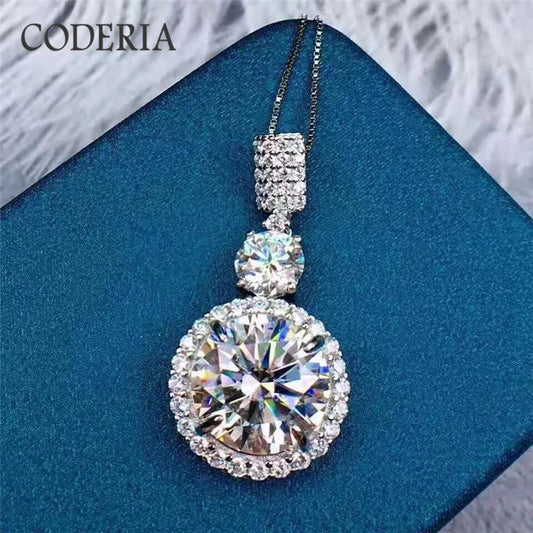 Classic D Color 6-11 CT Moissanite Necklace Diamond Pendant Plated 18K Gold Sterling Silver Wedding Necklace Luxury GRA Jewelry