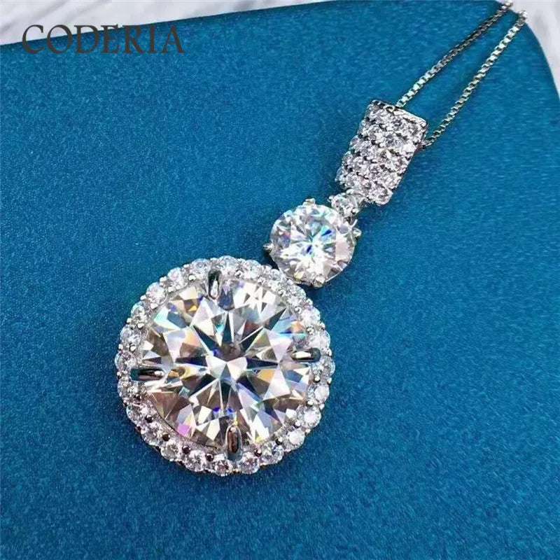 Classic D Color 6-11 CT Moissanite Necklace Diamond Pendant Plated 18K Gold Sterling Silver Wedding Necklace Luxury GRA Jewelry