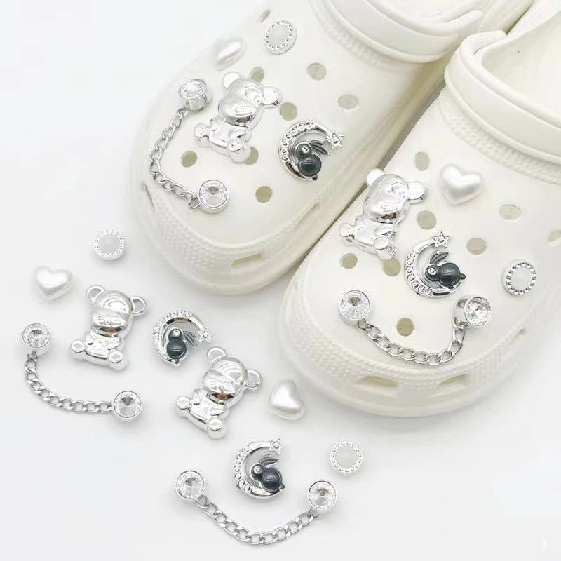 Fashion DIY Shoe Flower Shoe Jewelry Set Diamond Butterfly Pearl Flower Detachable Chain Buckle Creative Shoe Decoration