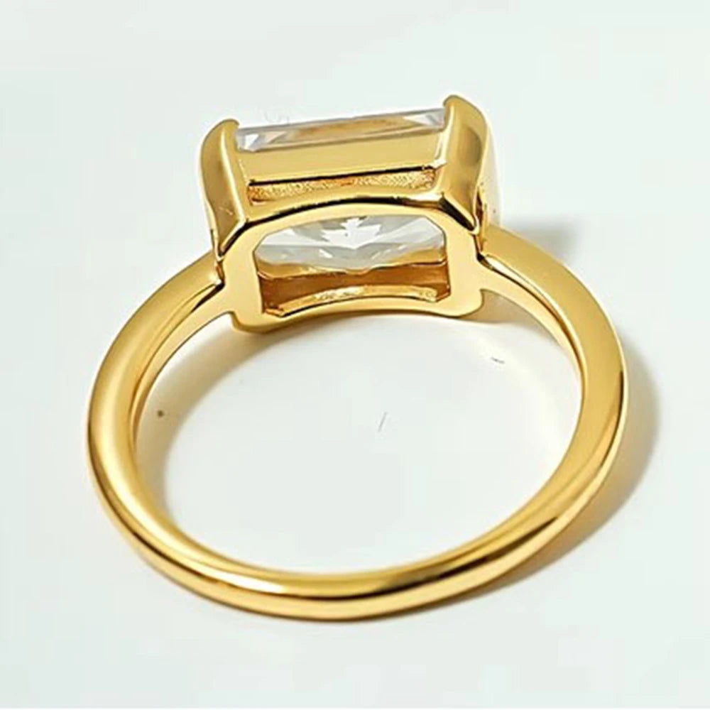 Vinregem 7*11 MM 4CT Crushed Ice Cut Lab Created Sapphire Gemstone 18K Gold Plated 925 Sterling Silver Women Rings Fine Jewelry