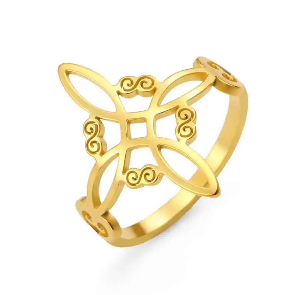 Amaxer Stainless Steel Witch Knot Celtic Knot Pentacle Rings for Women Witchcraft Protection Jewelry Christmas Vintage Gifts