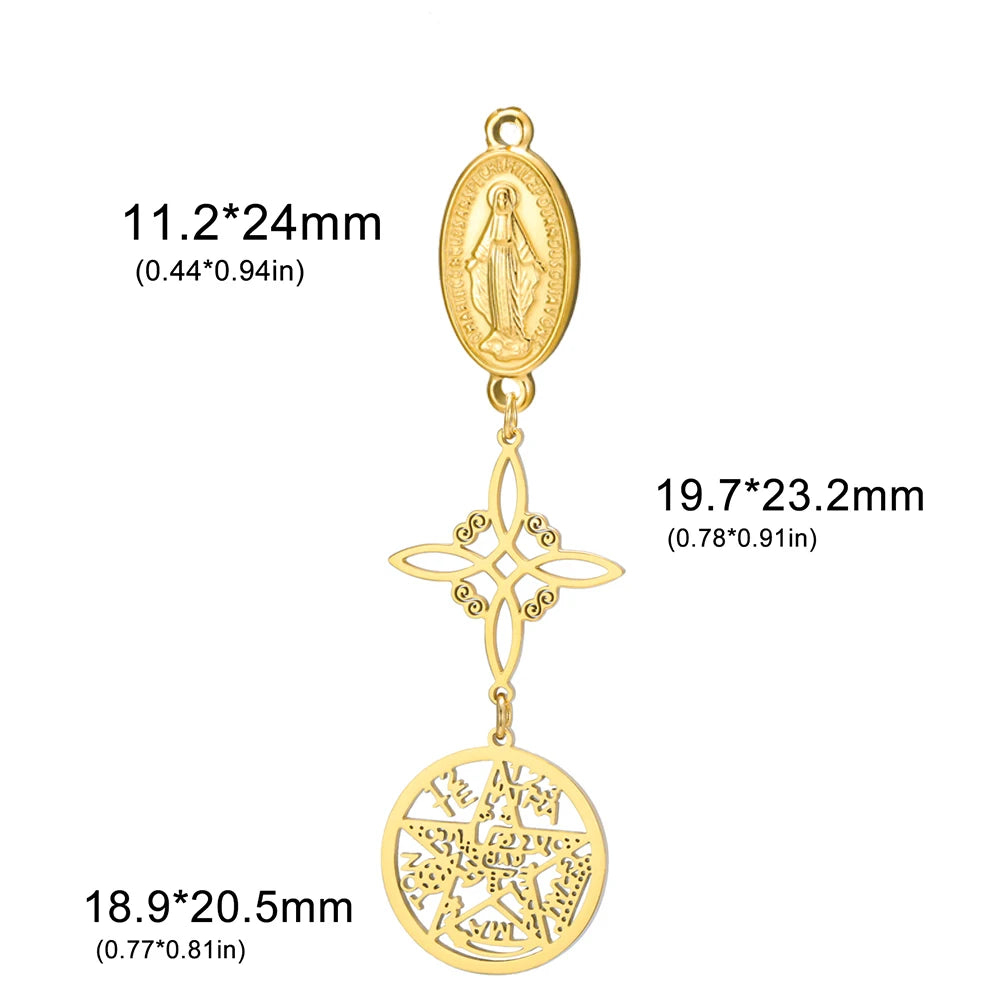 Double Amulet Protection Witch Knot Pentagram Tetragrammaton Charms Stainless Steel DIY Amulet Jewelry Wholesale