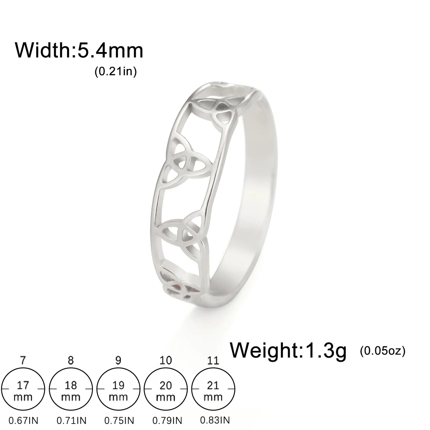 LIKGREAT Stainless Steel Witch Ring Triquetra Celtics Knot Finger Rings for Women Men Irish Talisman Jewelry Amulet Couple Gift