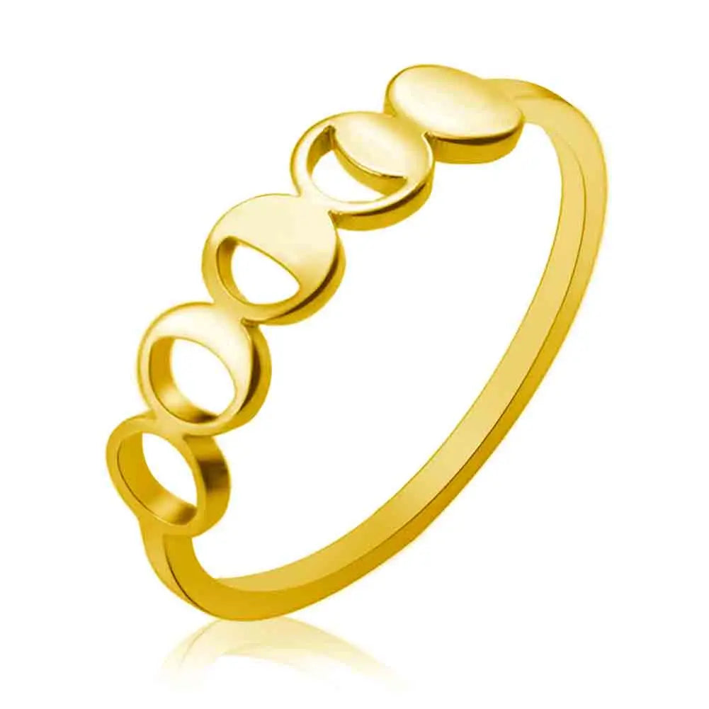 Dawapara Moon Phase Women Ring Lunar Goddess Crescent Moon Minimalist Jewelry Stainless Steel Wedding Band