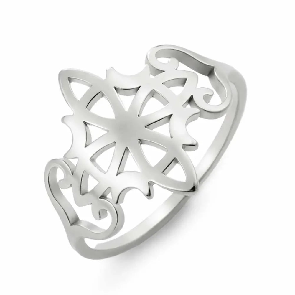 Amaxer Stainless Steel Witch Knot Celtic Knot Pentacle Rings for Women Witchcraft Protection Jewelry Christmas Vintage Gifts