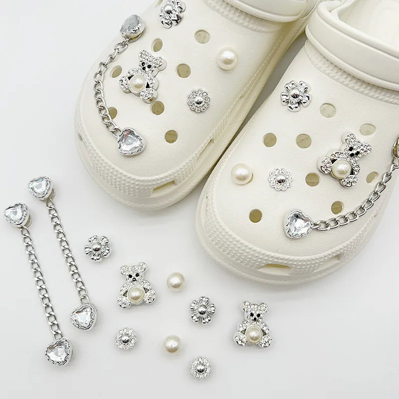 Fashion DIY Shoe Flower Shoe Jewelry Set Diamond Butterfly Pearl Flower Detachable Chain Buckle Creative Shoe Decoration