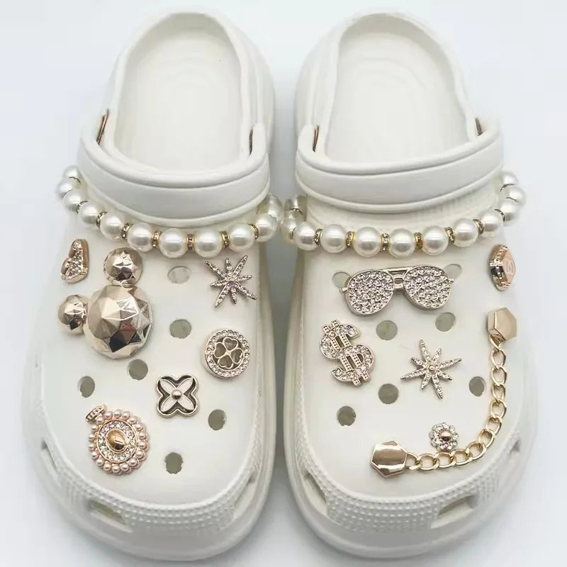 Fashion DIY Shoe Flower Shoe Jewelry Set Diamond Butterfly Pearl Flower Detachable Chain Buckle Creative Shoe Decoration