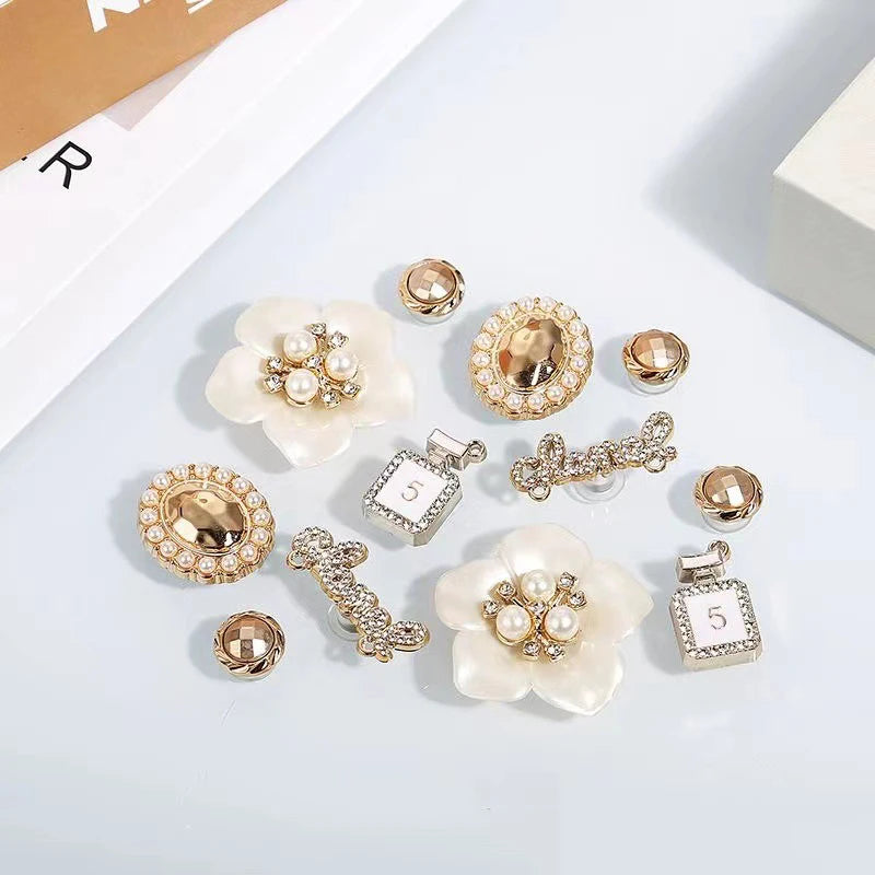 Fashion DIY Shoe Flower Shoe Jewelry Set Diamond Butterfly Pearl Flower Detachable Chain Buckle Creative Shoe Decoration