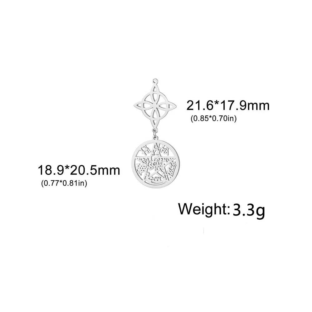 Double Amulet Protection Witch Knot Pentagram Tetragrammaton Charms Stainless Steel DIY Amulet Jewelry Wholesale