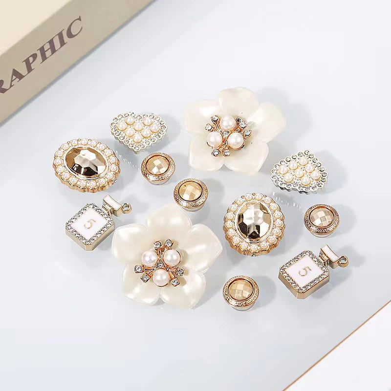 Fashion DIY Shoe Flower Shoe Jewelry Set Diamond Butterfly Pearl Flower Detachable Chain Buckle Creative Shoe Decoration