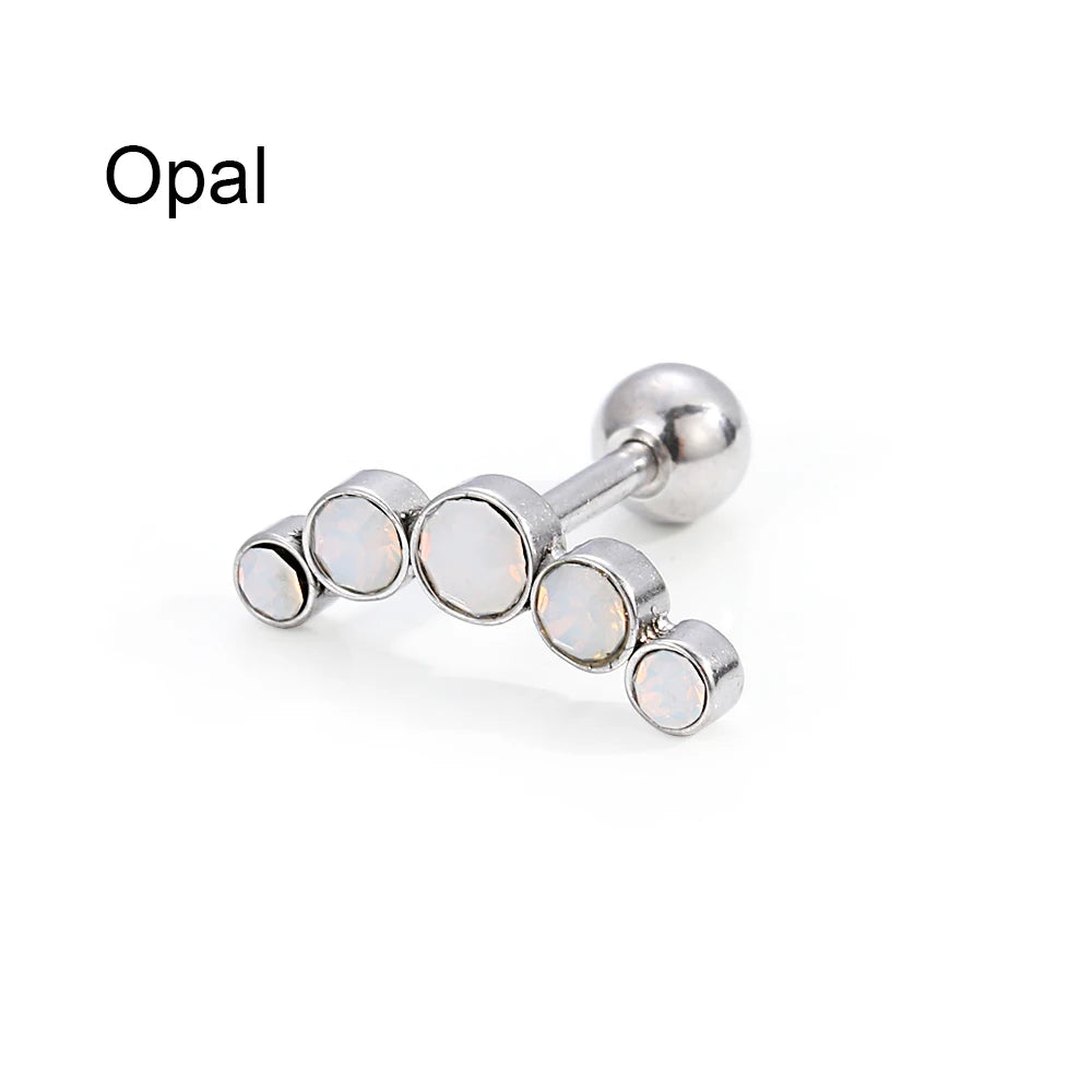 1PC Cartilage Helix Tragus Stud Earrings Ear Nail Stainless Steel Bar Piercing Crystal Body Jewelry Accessories Gifts