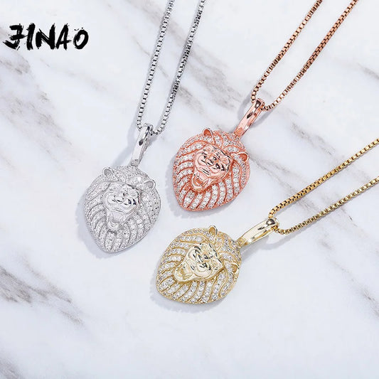 JINAO New 100% 925 Sterling Silver Lion Pendant High Quality CZ Women's Necklace Hip Hop Fashion Delicate Jewelry For Gift