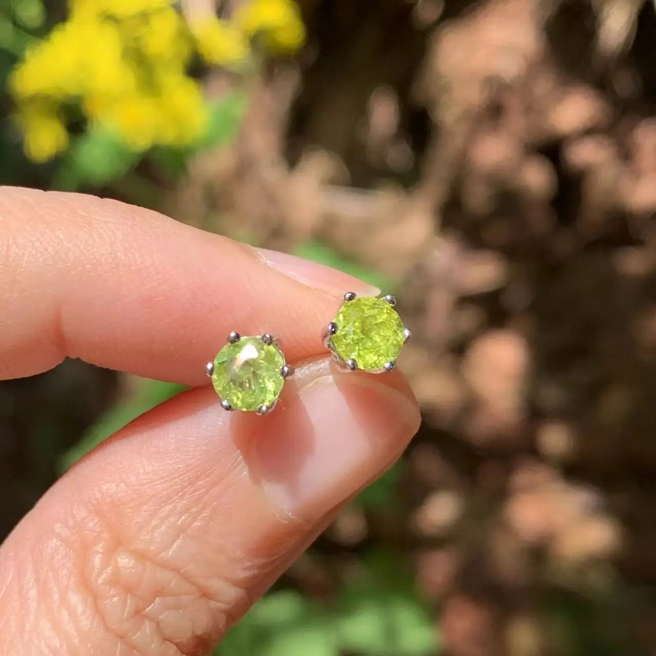 4MM Natural Peridot 925 Sterling Silver Stud Earrings For Women Jewelry Gift Simple Peridot Jewelry Green