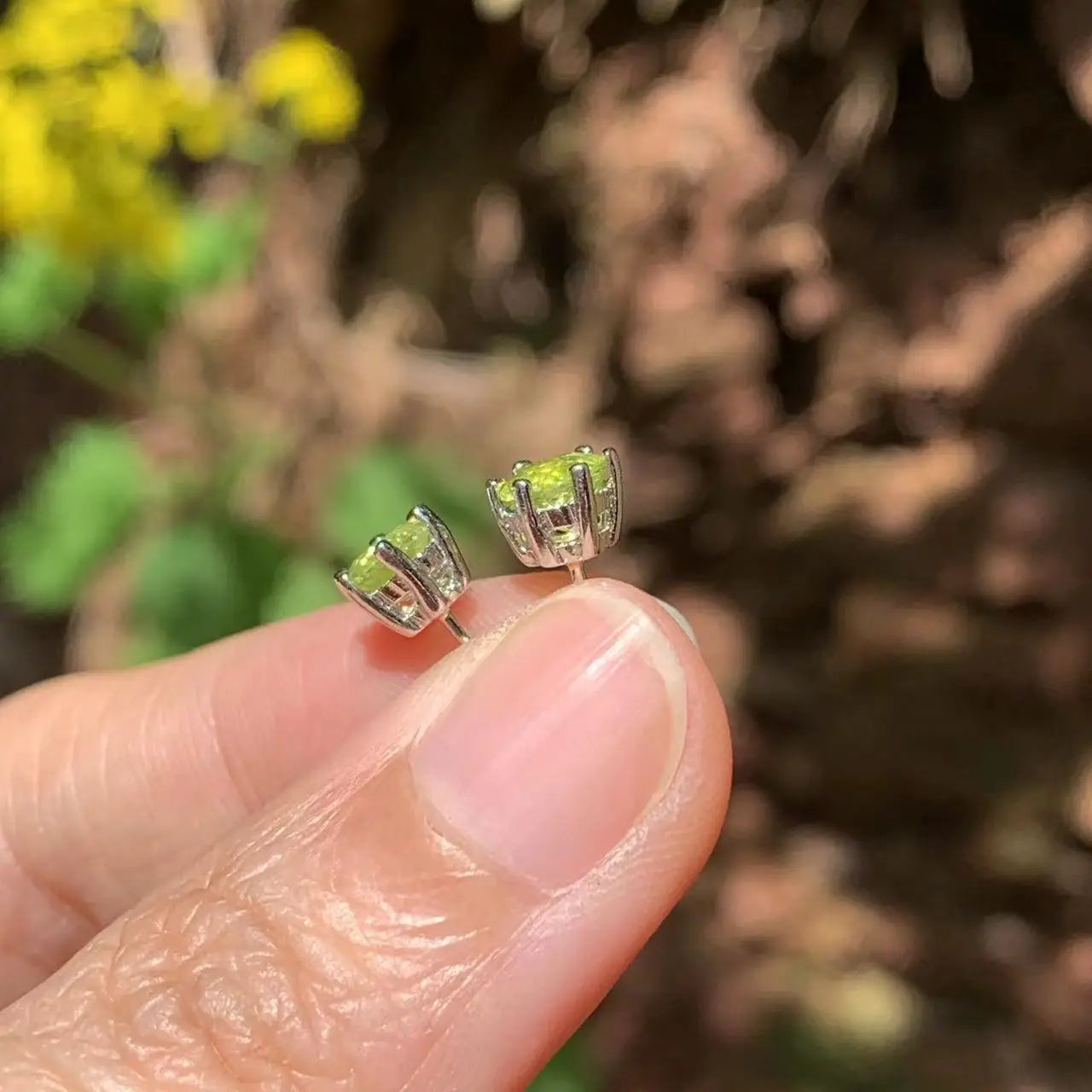4MM Natural Peridot 925 Sterling Silver Stud Earrings For Women Jewelry Gift Simple Peridot Jewelry Green