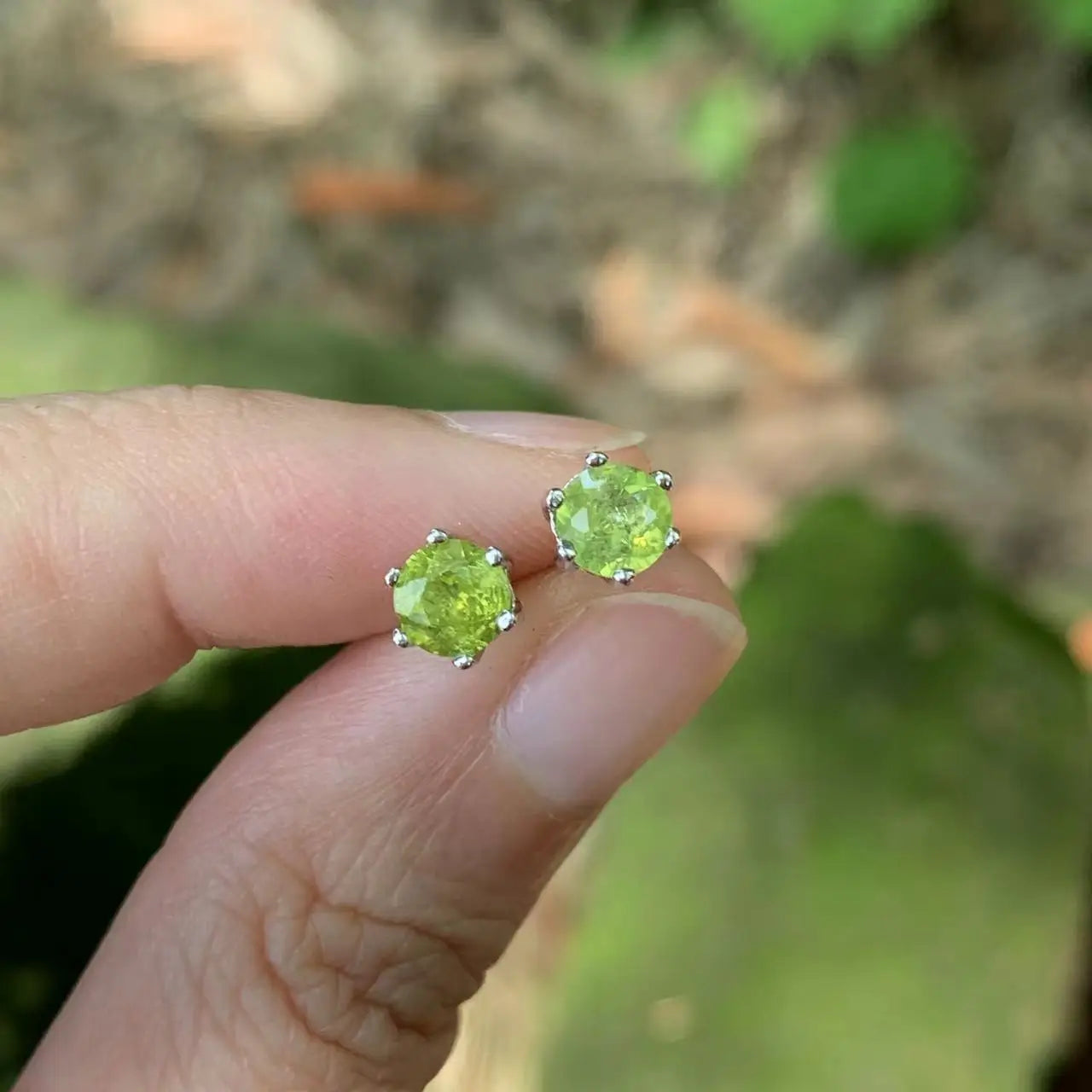 4MM Natural Peridot 925 Sterling Silver Stud Earrings For Women Jewelry Gift Simple Peridot Jewelry Green