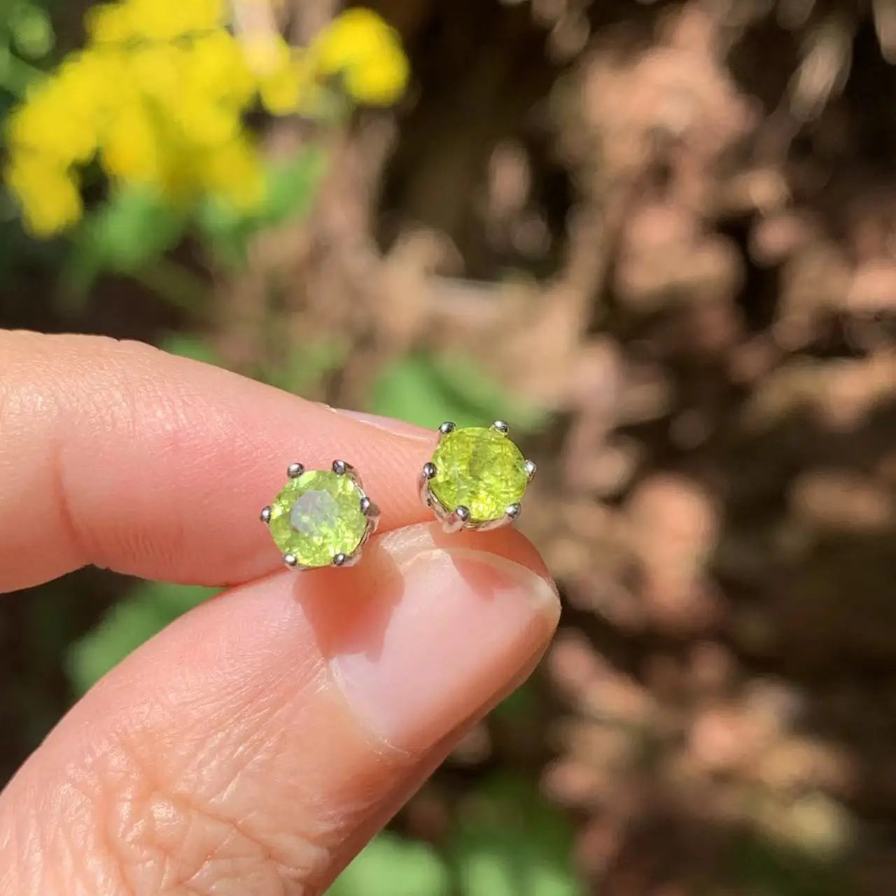 4MM Natural Peridot 925 Sterling Silver Stud Earrings For Women Jewelry Gift Simple Peridot Jewelry Green