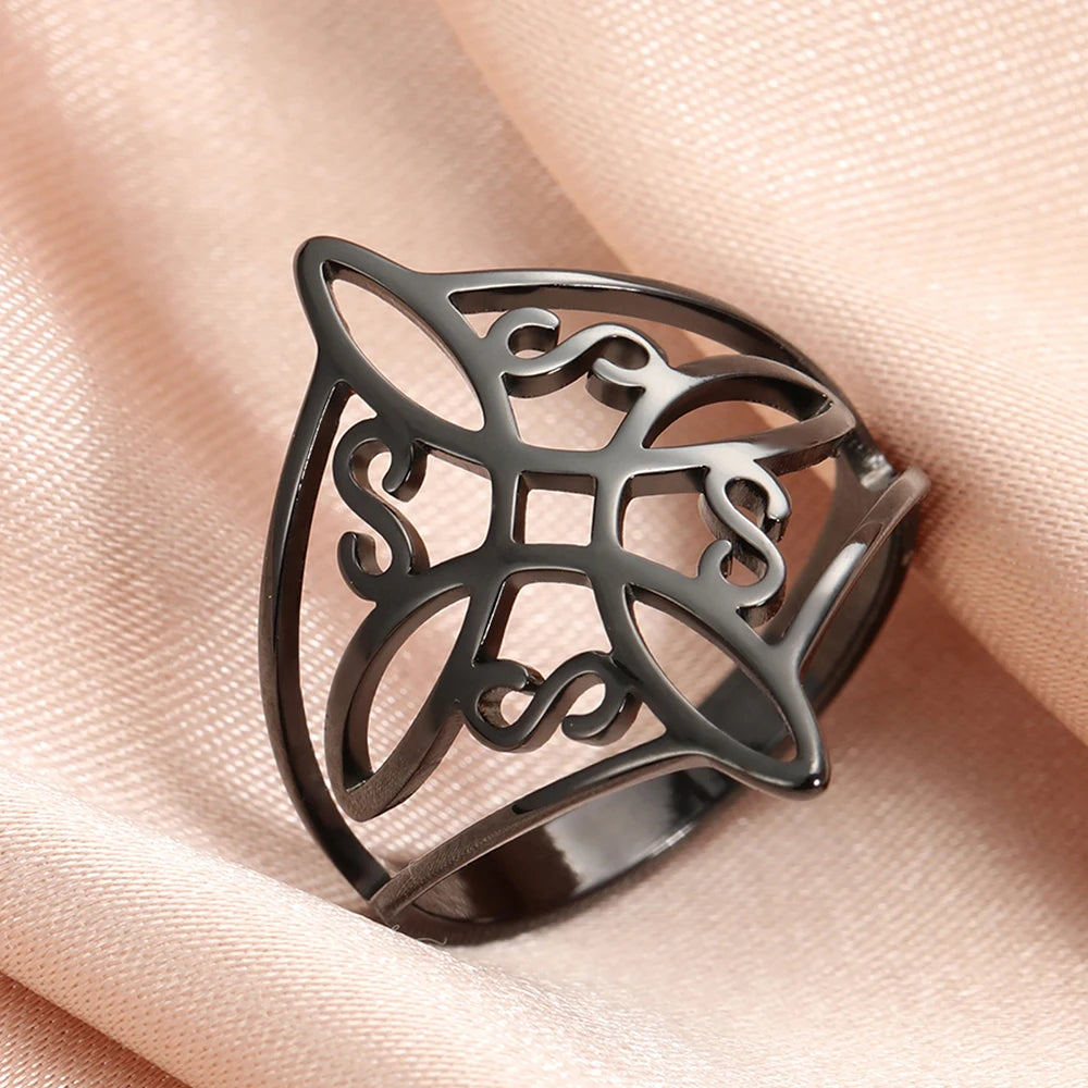 Dawapara Witch Knot Women Ring Celtics Knot Trinity Triquetra Ring Witchcraft Amulet Stainless Steel Wiccan Jewelry