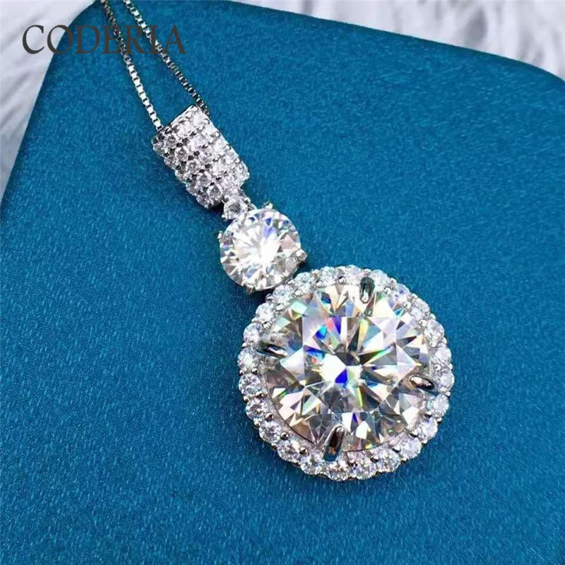 Classic D Color 6-11 CT Moissanite Necklace Diamond Pendant Plated 18K Gold Sterling Silver Wedding Necklace Luxury GRA Jewelry