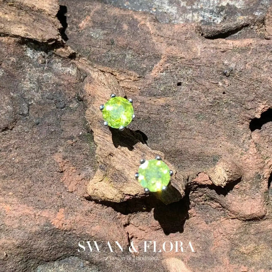 4MM Natural Peridot 925 Sterling Silver Stud Earrings For Women Jewelry Gift Simple Peridot Jewelry Green