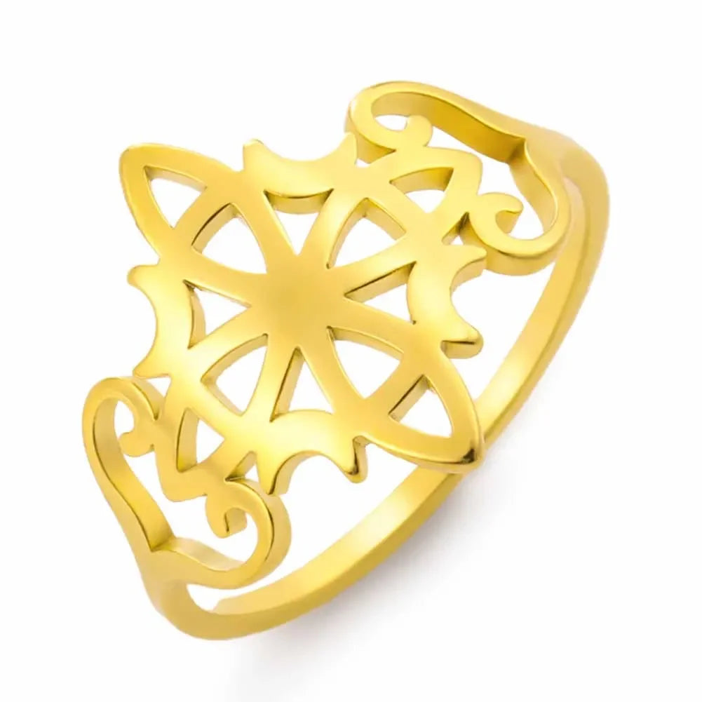 Amaxer Stainless Steel Witch Knot Celtic Knot Pentacle Rings for Women Witchcraft Protection Jewelry Christmas Vintage Gifts
